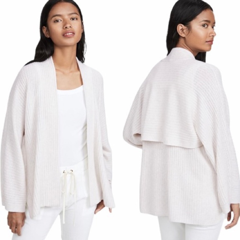 Vince Wool Cashmere Split Panel Cardigan Cream S